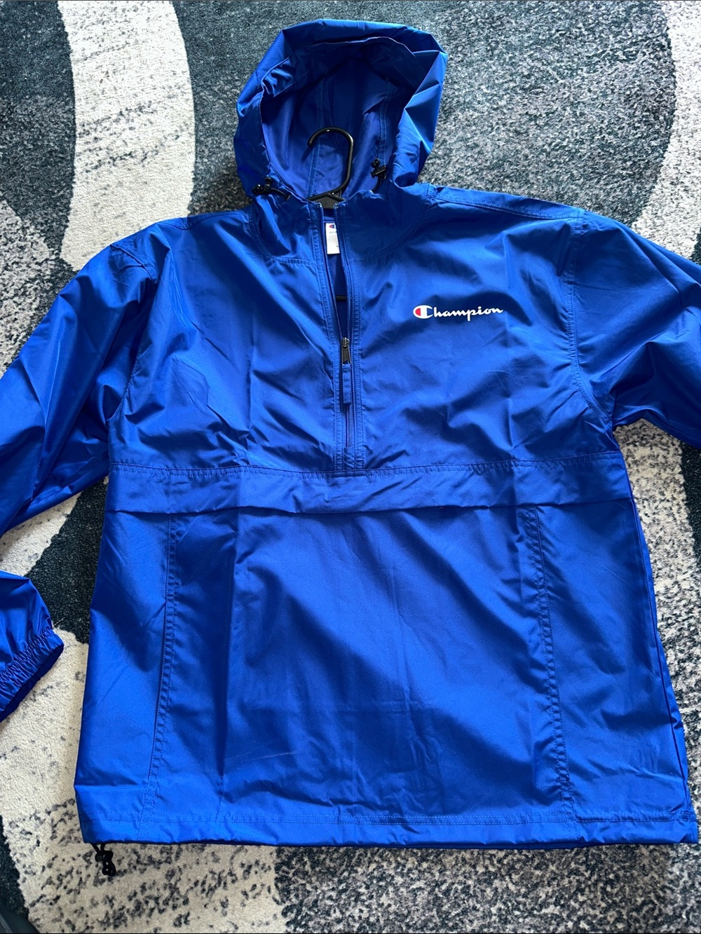 Champion Men Royal Blue Hooded Pullover Rain Jacket